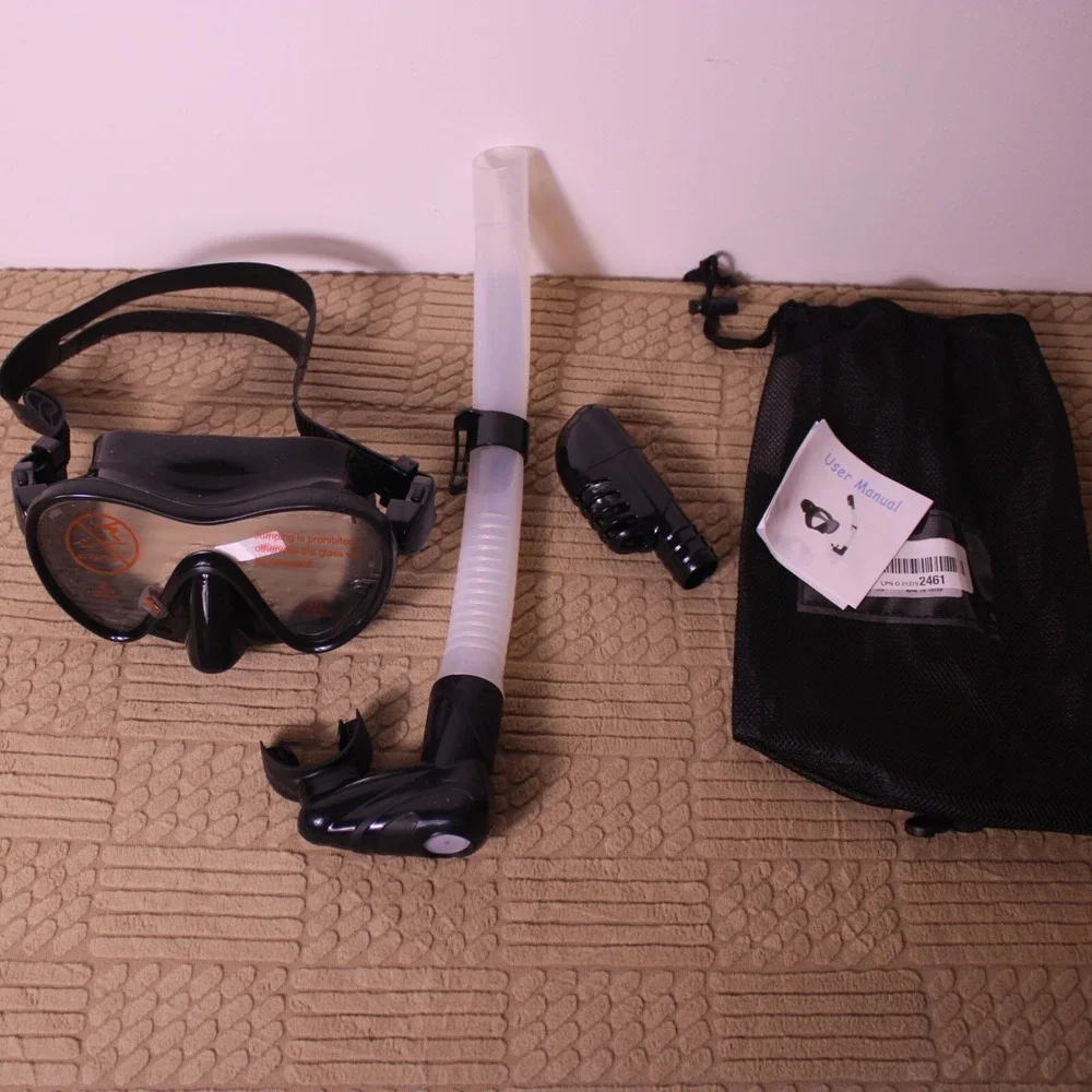 Snorkel Diving Goggles Portable Folding Silicone Full Dry Top Snorkel Set‎